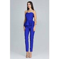 Love Lace Women's Straight Trousers Corset Frill Set in Blue | Size: Small