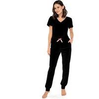 Love Lace Women's Feminine Velour Tracksuit Set in Black | Size: Medium