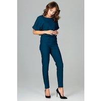Love Lace Women's Classic Kimono Sleeve Zip Overalls in Blue | Size: Medium