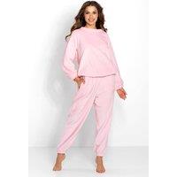 Love Lace Women's Velour Microfleece Oversize Tracksuit Dress Set in Pink | Size: Large/XL