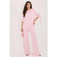 Love Lace Women's Viscose Elastane Blouse Trouser Set in Pink