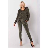 Love Lace Women's Velour Zip Hoodie Set with Tie Waist Pants in Green | Size: S/M