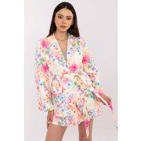Love Lace Women's Floral Blazer & High Waisted Shorts Set in Beige