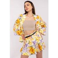 Love Lace Women's Floral Blazer & Belted Shorts Set in Yellow