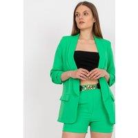 Love Lace Women's Elegant Linen Look Jacket Shorts Set in Green | Size: XL