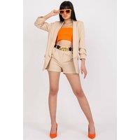 Love Lace Women's Elegant Lined Jacket & High Rise Shorts Set Style 166280 in Beige | Size: Large
