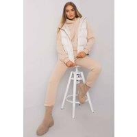 Love Lace Women's Down Vest Hoodie Sweatshirt Jogger Set in Beige | Size: S/M