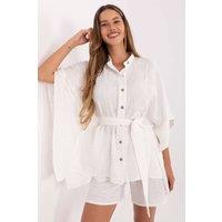 Love Lace Women's Muslin Cotton Embroidered Shirt Shorts Set in White | Size: S/M