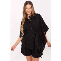 Love Lace Women's Muslin Cotton Embroidered Shirt Shorts Set Style 215795 in Black | Size: S/M