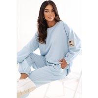 Love Lace Women's Everyday Cotton Elastane Tracksuit Set in Blue