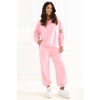 Love Lace Women's Cotton Elastane Hoodie & Jogger Set in Pink
