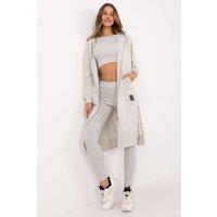 Love Lace Women's Cotton Blend Zip Hoodie Top Leggings Set in Grey