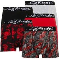 Ed Hardy Men's 5 Pack Cotton Rich Stretch Athieu Boxers Soft Breathable Underwear | Size: Small