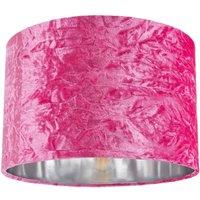 Happy Homewares Modern Crushed Velvet Lamp Shade with Shiny Paper Inner in Pink | Size: 12 inches