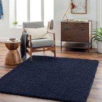 Livabliss Moda Shag-Solid Color Blue Beige Pink Grey Soft Plush Pile Living Bedroom Rug in Dark Blue | Size: 120 cm diameter