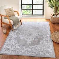 Livabliss Lustro-Vintage Beige Grey Off-White Traditional Boho Living Dining Bedroom Rug in White | Size: 80 cm x 150 cm