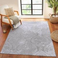 Livabliss Lustro-Vintage Grey Off-White Beige Traditional Boho Living Dining Bedroom Rug in White | Size: 80 cm x 150 cm