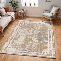 Livabliss Lustro-Abstract Beige Grey Off-White Modern Marble Living Dining Bedroom Rug | Size: 80 cm x 150 cm