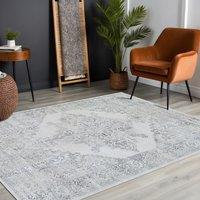 Livabliss Roma-Vintage Off-White Grey Charcoal Traditional Boho Living Dining Bedroom Rug in Cream | Size: 80 cm x 150 cm