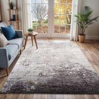 Livabliss Wanderlust-Abstract Grey Ivory Blue Modern Marble Living Dining Bedroom Rug in Silver | Size: 80 cm x 150 cm