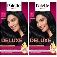 Schwarzkopf Deluxe 'Hair Dye' 1-1 Blue Black Permanent Creme Colour Intense Shine 50ml, 2 Pack