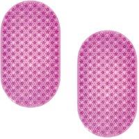Showerdrape Cleo 2 Set Non-Slip Suction Cup Bath Mat Set 69x39cm in Pink | Size: 69x39 cm