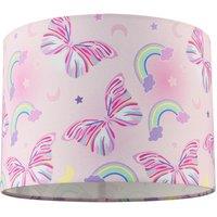 Happy Homewares Feminine & Cute Pink Shade with Colourful Butterflies & Rainbows | Size: 10 inches