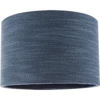 Happy Homewares Designer Bobbled & Textured Linen Fabric Round Drum Lamp Shade in Midnight | Size: 12 inches