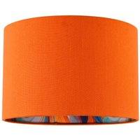 Happy Homewares Orange Linen Fabric Lamp Shade with Inner Multi Colour Marble Design | Size: 12 inches