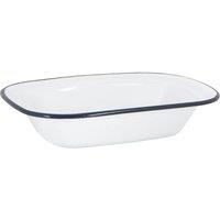 Argon Tableware White Enamel Pie Dish - 16 x 12cm - Navy | Size: 16 x 12 cm