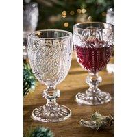 Dibor Set of 2 Vintage Luxury Spring Summer Clear Drinking Goblet Wine Glasses Wedding Gift 310ml | Size: 2 Pack