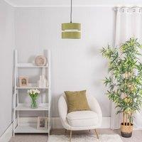 ValueLights Sophia Pair of Two Small 26cm Drum Easy Fit Ceiling Light Lamp Shades in Olive | Size: 10 inches