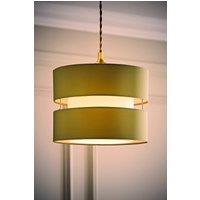 ValueLights Sophia Small 26cm Drum Easy Fit Ceiling Light Lamp Shade with Bulb in Olive | Size: 10 inches