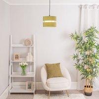 ValueLights Sophia Pair of Two Small 26cm Easy Fit Ceiling Lamp Shades with Bulbs in Olive | Size: 10 inches