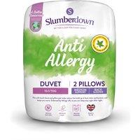 Slumberdown Anti Allergy 10.5 Tog All Year Round Duvet With 2 Pillows in White | Size: Double
