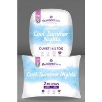 Slumberdown Cool Summer Nights 4.5 Tog Summer Duvet With 2 Firm Support Pillows in White | Size: King