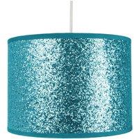 Happy Homewares Modern & Designer Bright Glitter Fabric Pendant/Lamp Shade in Teal | Size: 10 inches