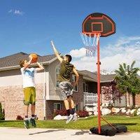 HOMCOM 200 250cm Adjustable Basketball Hoop Backboard with Wheels For Kids in Black | Size: Standard