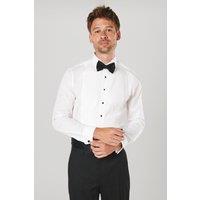 Burton Men's White Pleat Front Slim Fit Long Sleeve Dress Shirt | Size: 15.5 in
