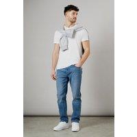 Burton Men's Stone Wash Stretch Straight Fit Jeans in Light Blue | Size: 36S