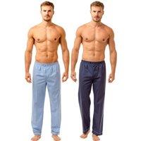 Haigman Men's Men's Blue & Navy 2 Pack Cotton Blend Pyjama Trousers | Size: XL