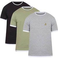 Brave Soul Men's 3 Pack Cotton Contrast Edge T-Shirts | Size: 2XL