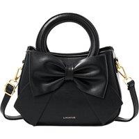 MODISHION Women's Bow Accent PU Leather Handbag with Shoulder Strap in Black