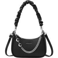 MODISHION Women's Soft Handle Shoulder Handbag with Chic Chain Detail in Black