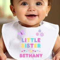 Aye Do Gifts Women's Pretty Little Sister Baby Outfit: Bib in White