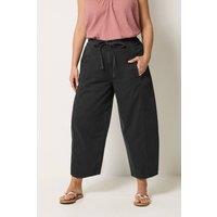 Yours Women's Cropped Barrel Leg Jeans in Black | Size: 24