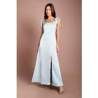 Oasis Women's Light Blue Satin Tie Shoulder Maxi Bridesmaid Dress | Size: 14
