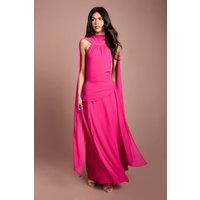 Coast Women's High Neck Cape Georgette Midi Dress in Pink | Size: 16