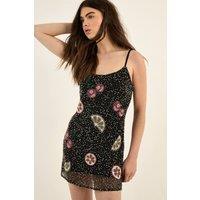 NastyGal Women's Fruit Embellished Strappy Festival Mini Dress in Black | Size: 8