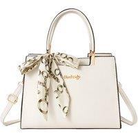 MODISHION Women's Classic Tote Bag with Removable Scarf Decor in Beige